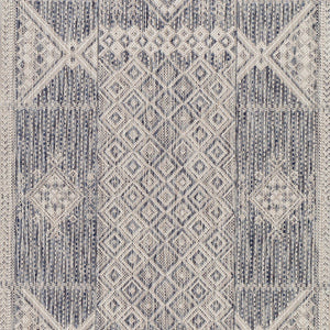 Livabliss Tuareg Global Pattern Flatweave Polypropylene Rug for Indoor Outdoor Living Spaces Dark Blue, Crea 6'7" x 9' TRG2305-679
