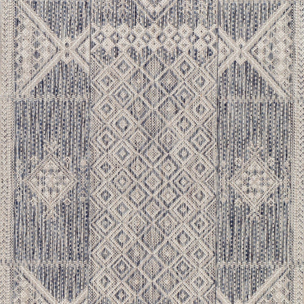 Livabliss Tuareg Global Pattern Flatweave Polypropylene Rug for Indoor Outdoor Living Spaces Dark Blue, Crea 6'7" x 9' TRG2305-679