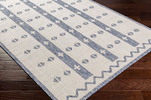 Livabliss Tuareg Bohemian Global Geometric Polypropylene Area Rug for Living Room or Entryway Cream, Dark Blu 9'2" x 12' TRG2308-9212