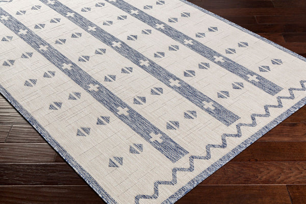 Livabliss Tuareg Bohemian Global Geometric Polypropylene Area Rug for Living Room or Entryway Cream, Dark Blu 9'2" x 12' TRG2308-9212