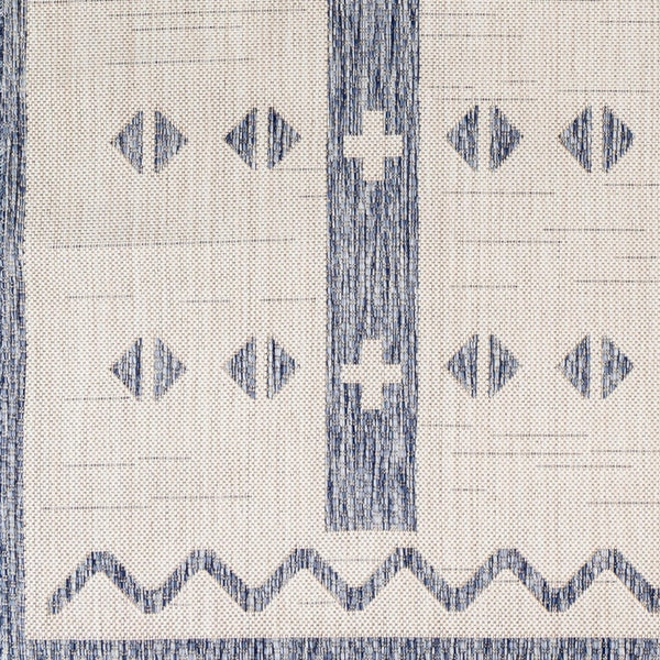 Livabliss Tuareg Bohemian Global Geometric Polypropylene Area Rug for Living Room or Entryway Cream, Dark Blu 9'2" x 12' TRG2308-9212