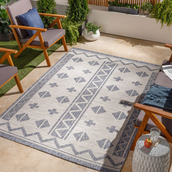 Livabliss Tuareg Global Geometric Flatweave Polypropylene Rug for Indoor Outdoor Living Spaces TRG2310-537