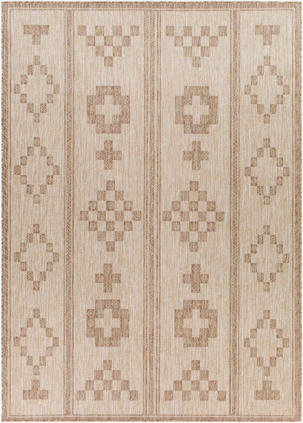 Livabliss Tuareg Global Pattern Flatweave Polypropylene Area Rug for Living Room or Patio Cream, Light Be 7'10" x 10' TRG2319-71010