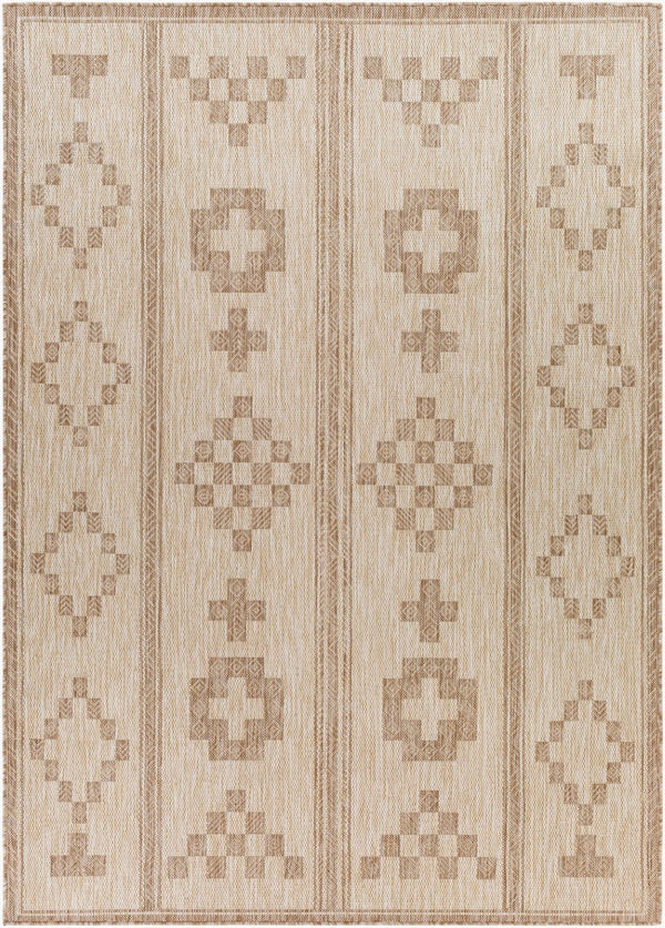Livabliss Tuareg Global Pattern Flatweave Polypropylene Area Rug for Living Room or Patio Cream, Light Be 7'10" x 10' TRG2319-71010