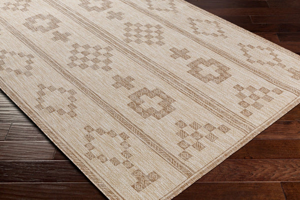 Livabliss Tuareg Global Pattern Flatweave Polypropylene Area Rug for Living Room or Patio Cream, Light Be 7'10" x 10' TRG2319-71010