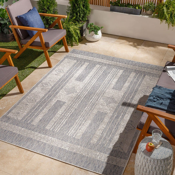 Livabliss Tuareg Flatweave Polypropylene Outdoor Rug Global Boho Pattern Weather Resistant Patio TRG2320-9212