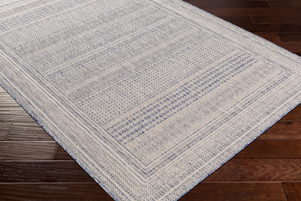 Livabliss Tuareg Geometric Flatweave Polypropylene Area Rug for Indoor Outdoor Living Spaces Dark Blue, Crea 7'10" x 10' TRG2330-71010
