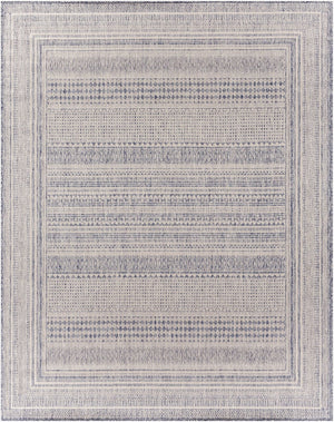 Livabliss Tuareg Geometric Flatweave Polypropylene Area Rug for Indoor Outdoor Living Spaces Dark Blue, Crea 7'10" x 10' TRG2330-71010