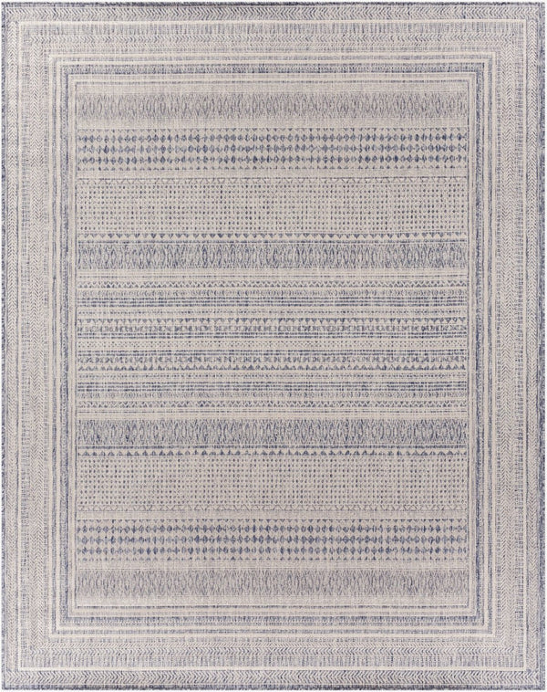Livabliss Tuareg Geometric Flatweave Polypropylene Area Rug for Indoor Outdoor Living Spaces Dark Blue, Crea 7'10" x 10' TRG2330-71010