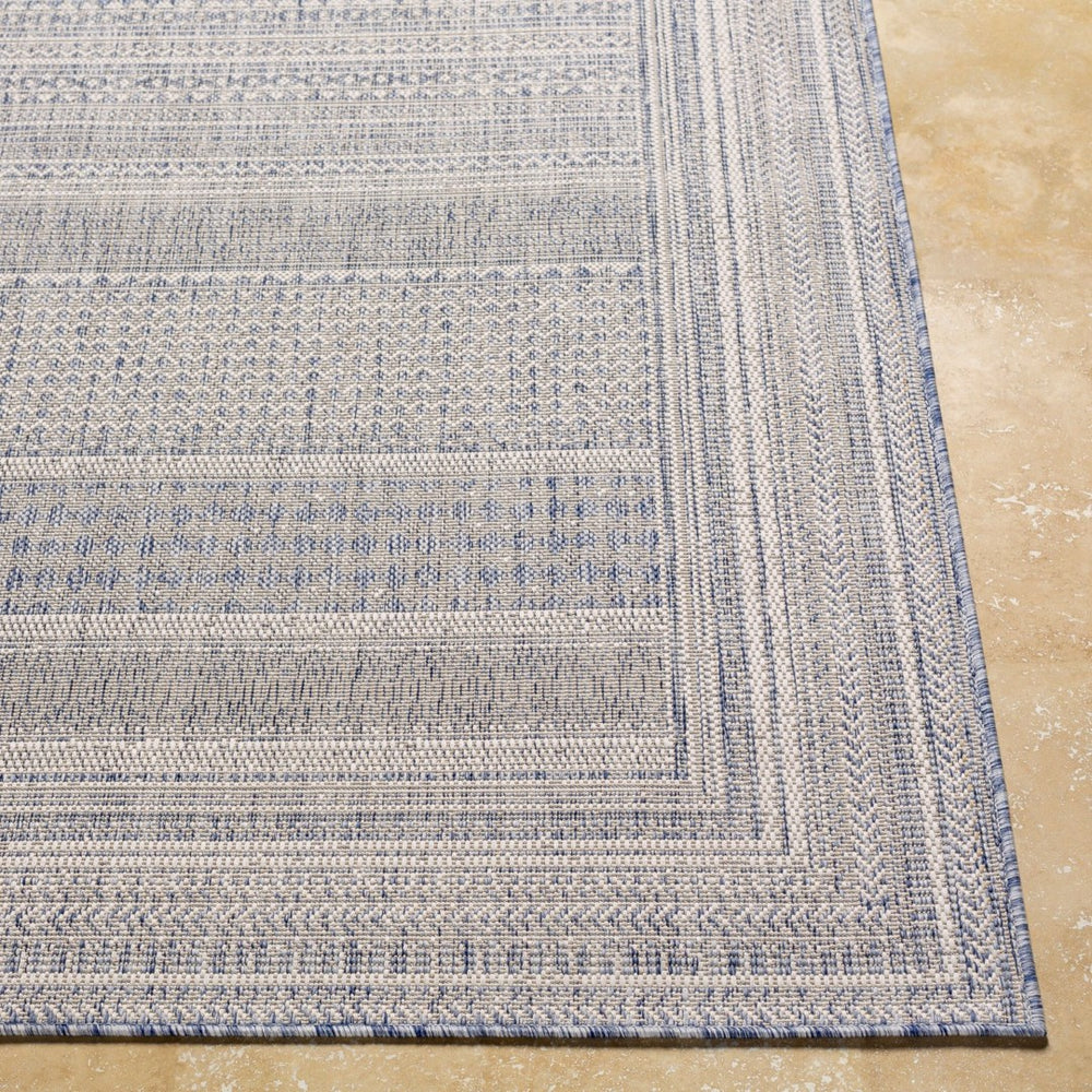 Livabliss Tuareg Geometric Flatweave Polypropylene Area Rug for Indoor Outdoor Living Spaces Dark Blue, Crea 6'7" x 9' TRG2330-679