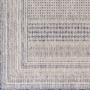Livabliss Tuareg Geometric Flatweave Polypropylene Area Rug for Indoor Outdoor Living Spaces Dark Blue, Crea 7'10" x 10' TRG2330-71010