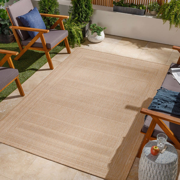 Livabliss Tuareg Bohemian Global Area Rug Polypropylene Outdoor Safe High Traffic Indoor Accent Light Beige, Ta 7'10" x 10' TRG2331-71010