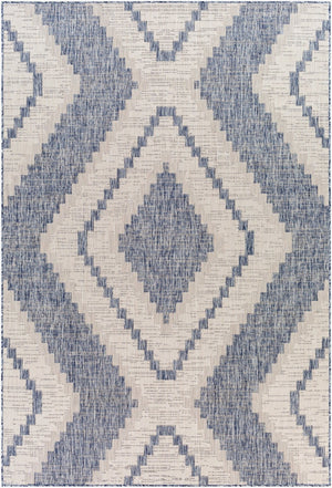 Livabliss Tuareg Flatweave Polypropylene Area Rug Southwestern Rustic Indoor Outdoor Patio Pale Blue, Tan 5'3" x 7' TRG2337-537