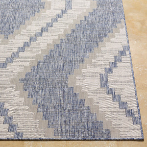 Livabliss Tuareg Flatweave Polypropylene Area Rug Southwestern Rustic Indoor Outdoor Patio Pale Blue, Tan 5'3" x 7' TRG2337-537