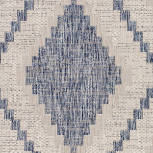 Livabliss Tuareg Flatweave Polypropylene Area Rug Southwestern Rustic Indoor Outdoor Patio Pale Blue, Tan 5'3" x 7' TRG2337-537
