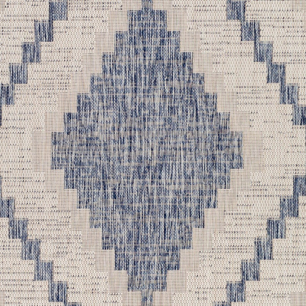 Livabliss Tuareg Flatweave Polypropylene Area Rug Southwestern Rustic Indoor Outdoor Patio Pale Blue, Tan 5'3" x 7' TRG2337-537