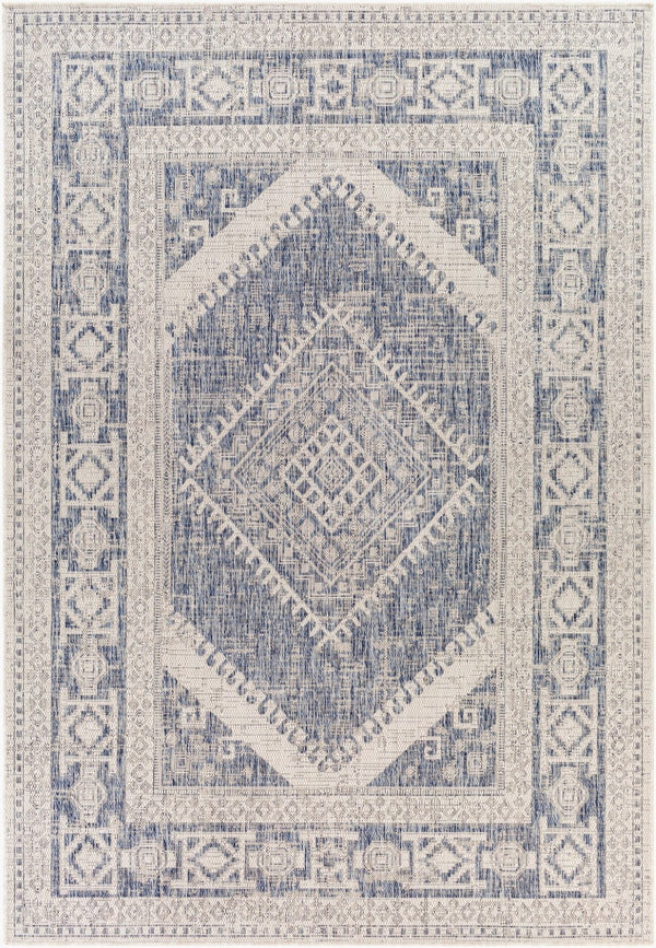 Livabliss Tuareg Global Pattern Polypropylene Area Rug for Indoor Outdoor Living Spaces Pale Blue, Tan 9'2" x 12' TRG2344-9212