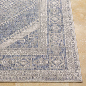 Livabliss Tuareg Global Pattern Polypropylene Area Rug for Indoor Outdoor Living Spaces Pale Blue, Tan 9'2" x 12' TRG2344-9212