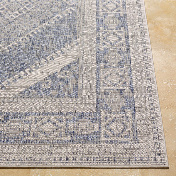 Livabliss Tuareg Global Pattern Polypropylene Area Rug for Indoor Outdoor Living Spaces Pale Blue, Tan 9'2" x 12' TRG2344-9212