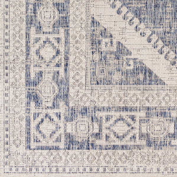 Livabliss Tuareg Global Pattern Polypropylene Area Rug for Indoor Outdoor Living Spaces Pale Blue, Tan 9'2" x 12' TRG2344-9212
