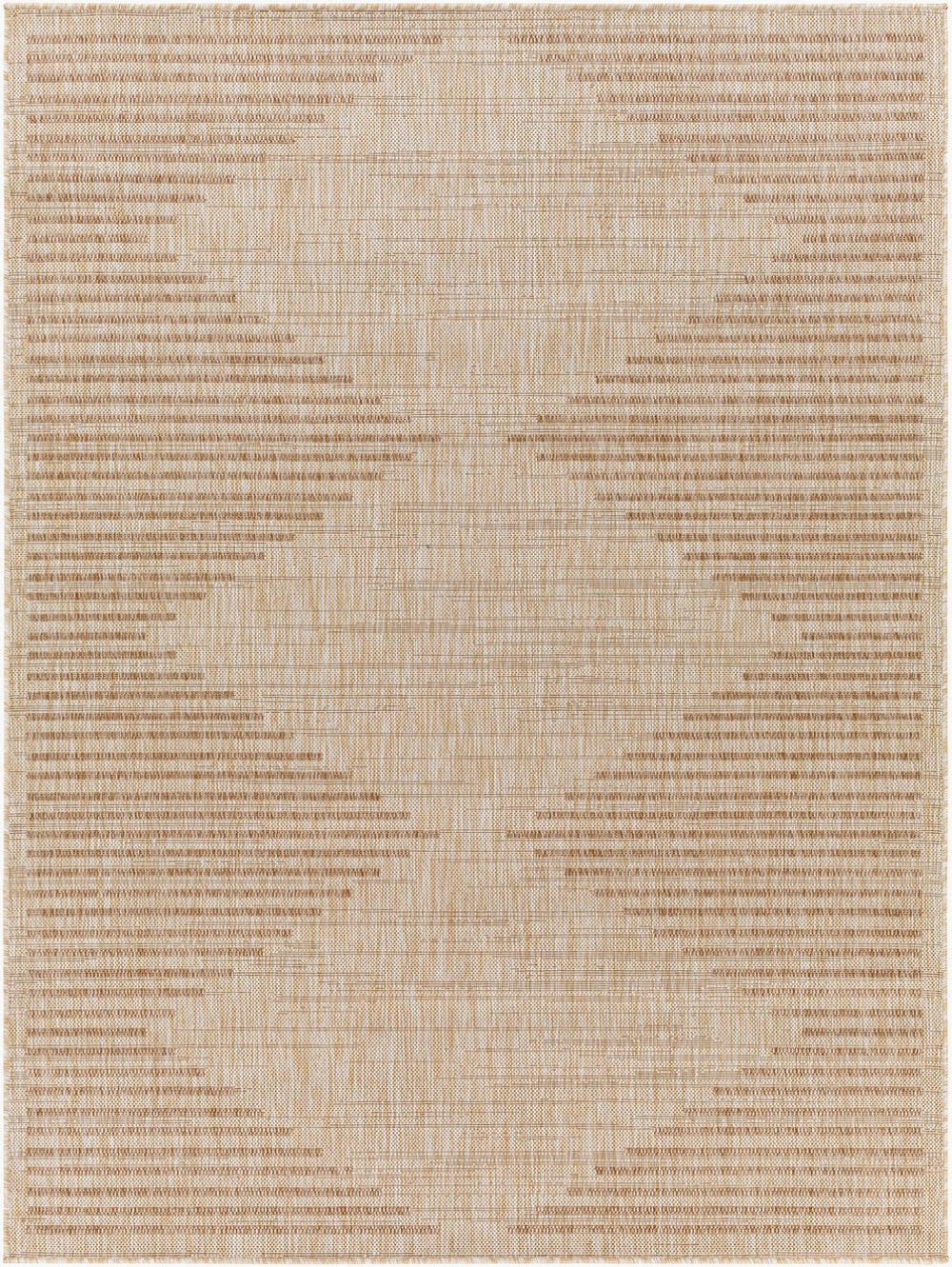 Livabliss Tuareg Flatweave Polypropylene Area Rug North African Geometric Pattern Indoor Outdoor Tan, Cream 6'7" x 9' TRG2359-679