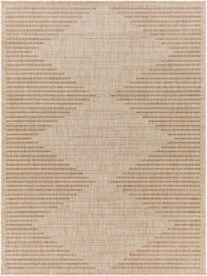 Livabliss Tuareg Flatweave Polypropylene Area Rug North African Geometric Pattern Indoor Outdoor Tan, Cream 6'7" x 9' TRG2359-679