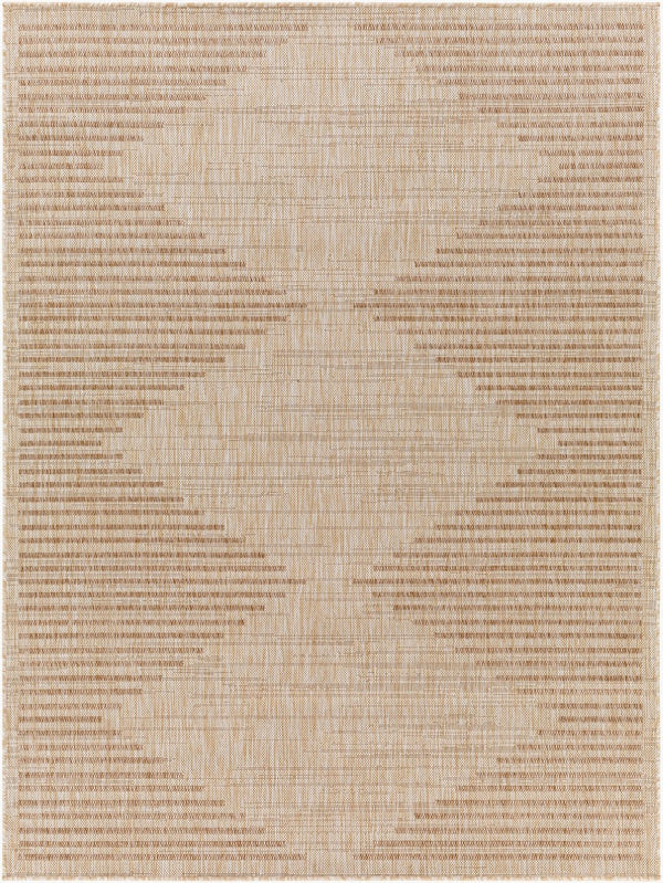 Livabliss Tuareg Flatweave Polypropylene Area Rug North African Geometric Pattern Indoor Outdoor Tan, Cream 6'7" x 9' TRG2359-679