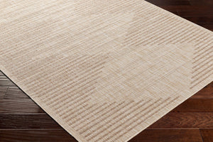 Livabliss Tuareg Flatweave Polypropylene Area Rug North African Geometric Pattern Indoor Outdoor Tan, Cream 6'7" x 9' TRG2359-679