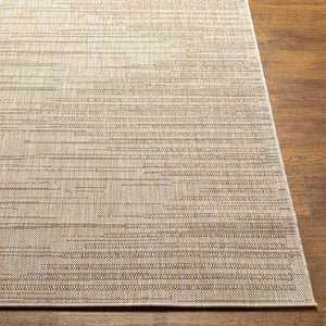 Livabliss Tuareg Flatweave Polypropylene Area Rug North African Geometric Pattern Indoor Outdoor Tan, Cream 6'7" x 9' TRG2359-679