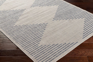 Livabliss Tuareg Moroccan Geometric Flatweave Polypropylene Rug for Indoor Outdoor Living Spaces Cream, Dark Blu 9'2" x 12' TRG2360-9212