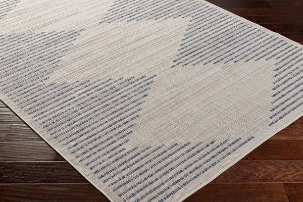 Livabliss Tuareg Moroccan Geometric Flatweave Polypropylene Rug for Indoor Outdoor Living Spaces Cream, Dark Blu 9'2" x 12' TRG2360-9212