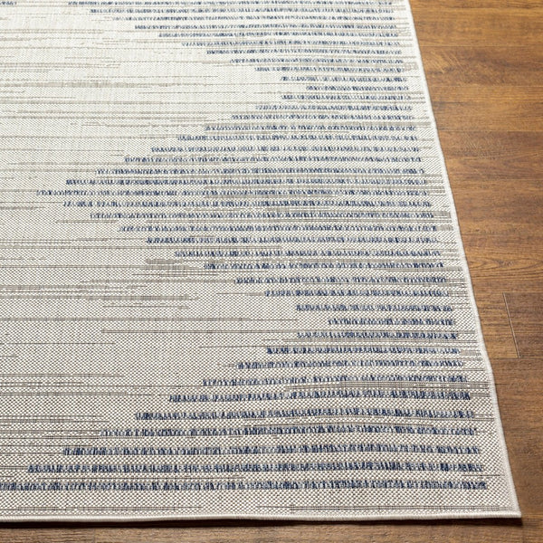 Livabliss Tuareg Moroccan Geometric Flatweave Polypropylene Rug for Indoor Outdoor Living Spaces Cream, Dark Blu 9'2" x 12' TRG2360-9212