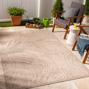 Livabliss Tuareg Flatweave Polypropylene Area Rug Tropical Coastal Style for Indoor Outdoor Spaces Tan, Light Beig 6'7" x 9' TRG2382-679