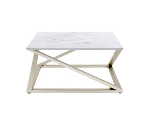 English Elm Steve Silver - Zurich - Faux White Marble Top - White