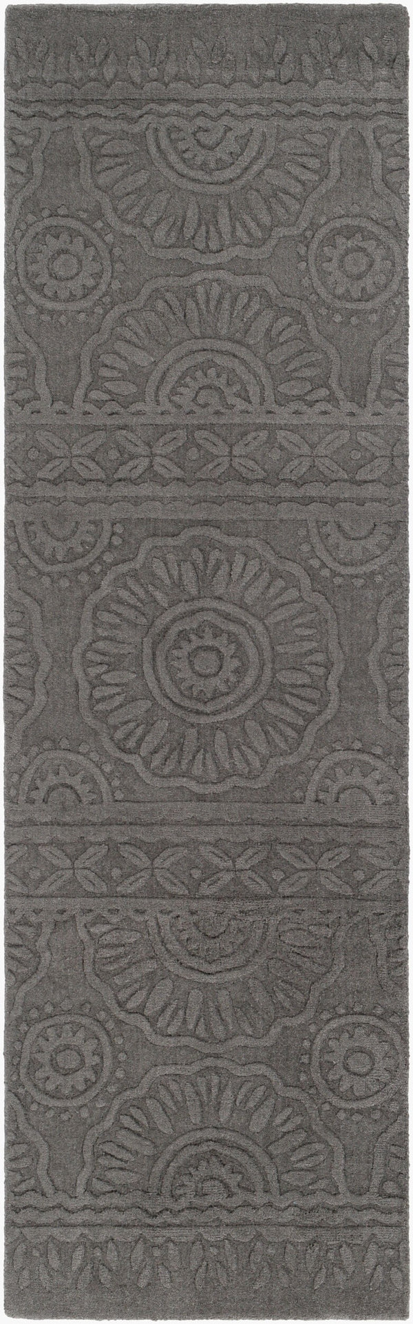Surya Taraash Trh-2300 2'6" X 8' Luxurious Handmade Wool Rug - Modern Decor, Medium Pile, Spot Clean Only Charcoal Wool Trh2300-268