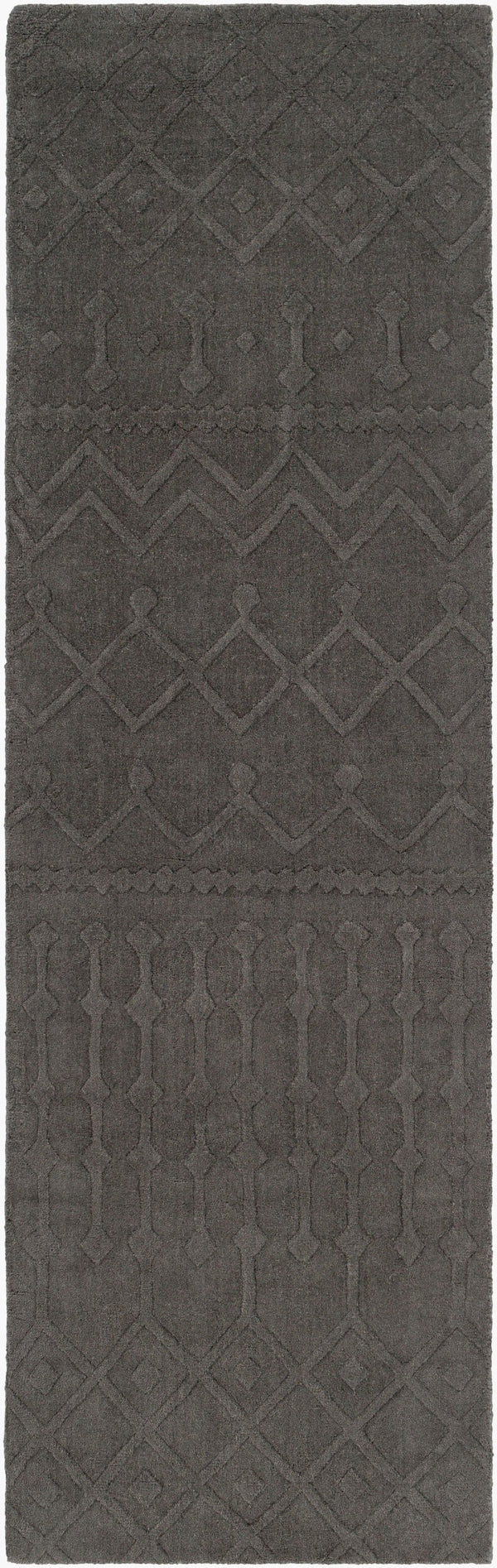 Surya Taraash Trh-2300 2'6" X 8' Luxurious Handmade Wool Rug - Modern Decor, Medium Pile, Spot Clean Only Charcoal Wool Trh2302-268