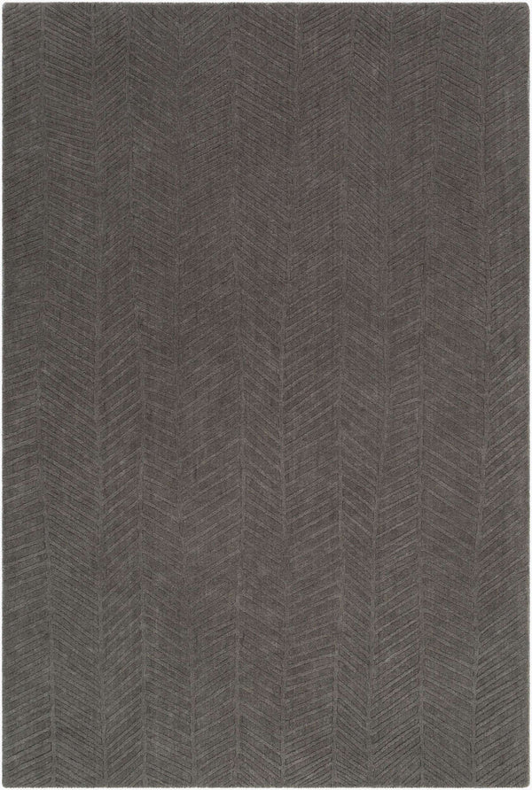 Surya Taraash Trh-2300 2'6" X 8' Luxurious Handmade Wool Rug - Modern Decor, Medium Pile, Spot Clean Only Charcoal Wool Trh2304-23