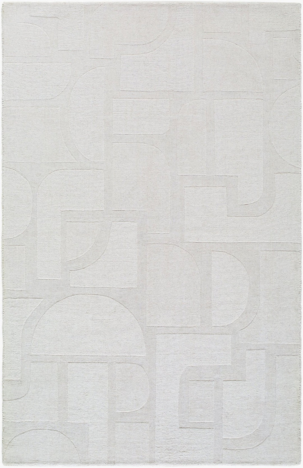 Livabliss Taraash Hand Loomed Wool Accent Rug Arts and Crafts Style Indian Artisan Entryway Mat Ivory, Pearl 5' x 7'6" TRH2306-576