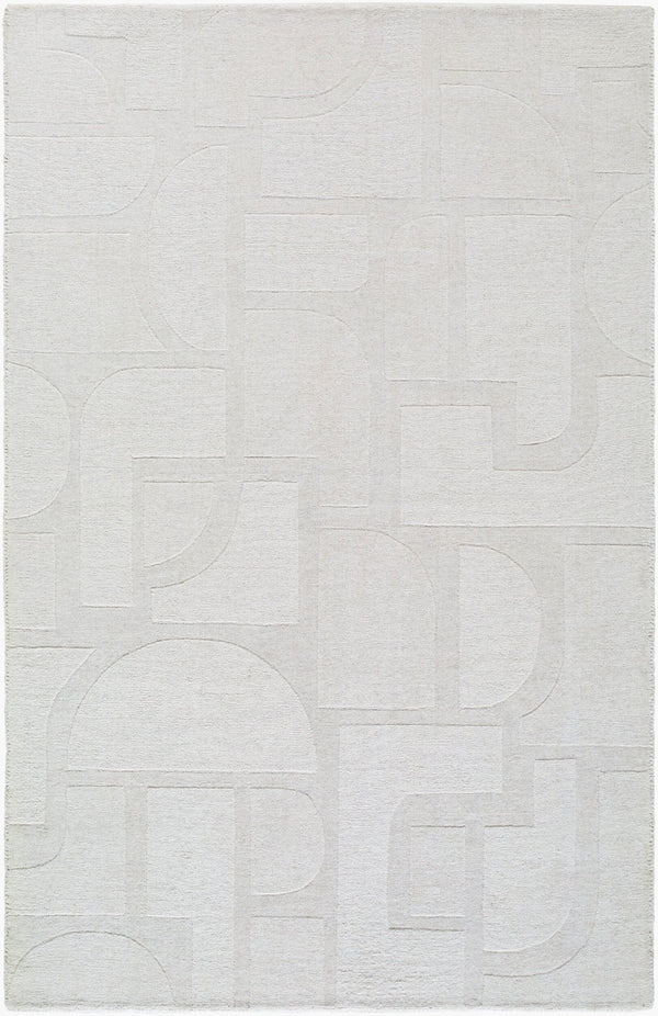 Livabliss Taraash Hand Loomed Wool Accent Rug Arts and Crafts Style Indian Artisan Entryway Mat Ivory, Pearl 5' x 7'6" TRH2306-576
