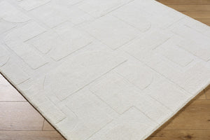 Livabliss Taraash Hand Loomed Wool Accent Rug Arts and Crafts Style Indian Artisan Entryway Mat Ivory, Pearl 5' x 7'6" TRH2306-576