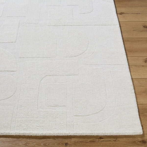 Livabliss Taraash Hand Loomed Wool Accent Rug Arts and Crafts Style Indian Artisan Entryway Mat Ivory, Pearl 5' x 7'6" TRH2306-576