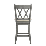 Homelegance By Top-Line Juliette Double X-Back Counter Height Wood Swivel Chair Grey Rubberwood