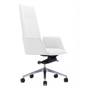 VIG Furniture Tricia High-Back Executive Chair In Vegan Leather — Ergonomic Support, Adjustable Recline, 330 Lb Capacity White Office Chair VGFUA1911-WHT-OC