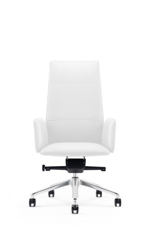 VIG Furniture Tricia High-Back Executive Chair In Vegan Leather — Ergonomic Support, Adjustable Recline, 330 Lb Capacity White Office Chair VGFUA1911-WHT-OC