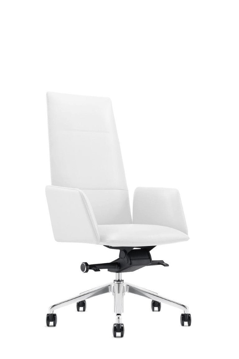 VIG Furniture Tricia High-Back Executive Chair In Vegan Leather — Ergonomic Support, Adjustable Recline, 330 Lb Capacity White Office Chair VGFUA1911-WHT-OC