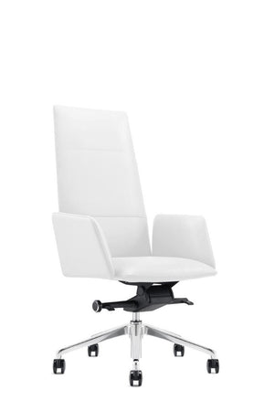 VIG Furniture Tricia High-Back Executive Chair In Vegan Leather — Ergonomic Support, Adjustable Recline, 330 Lb Capacity White Office Chair VGFUA1911-WHT-OC
