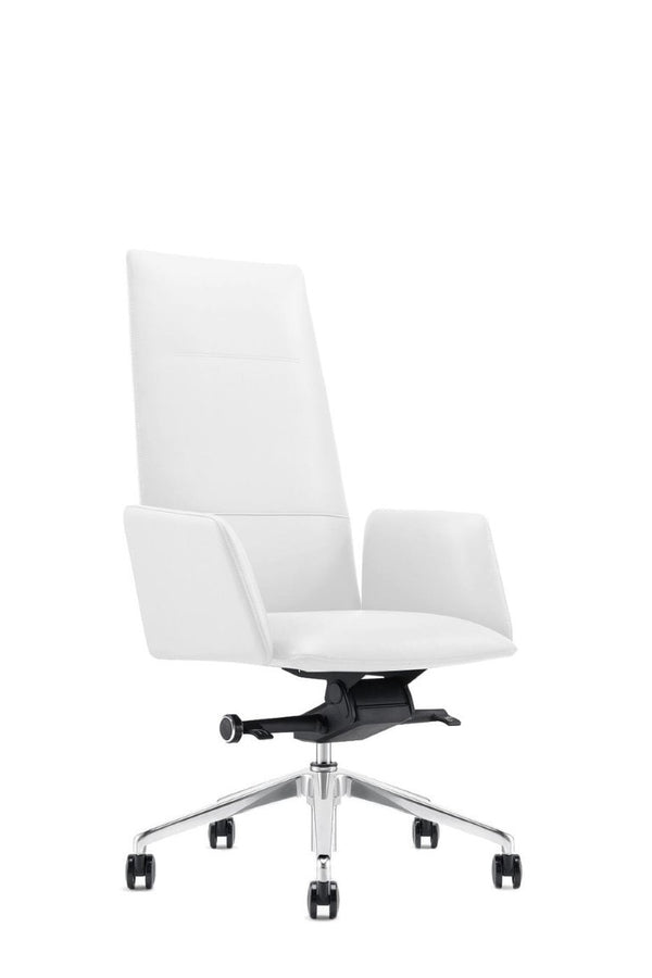 VIG Furniture Tricia High-Back Executive Chair In Vegan Leather — Ergonomic Support, Adjustable Recline, 330 Lb Capacity White Office Chair VGFUA1911-WHT-OC