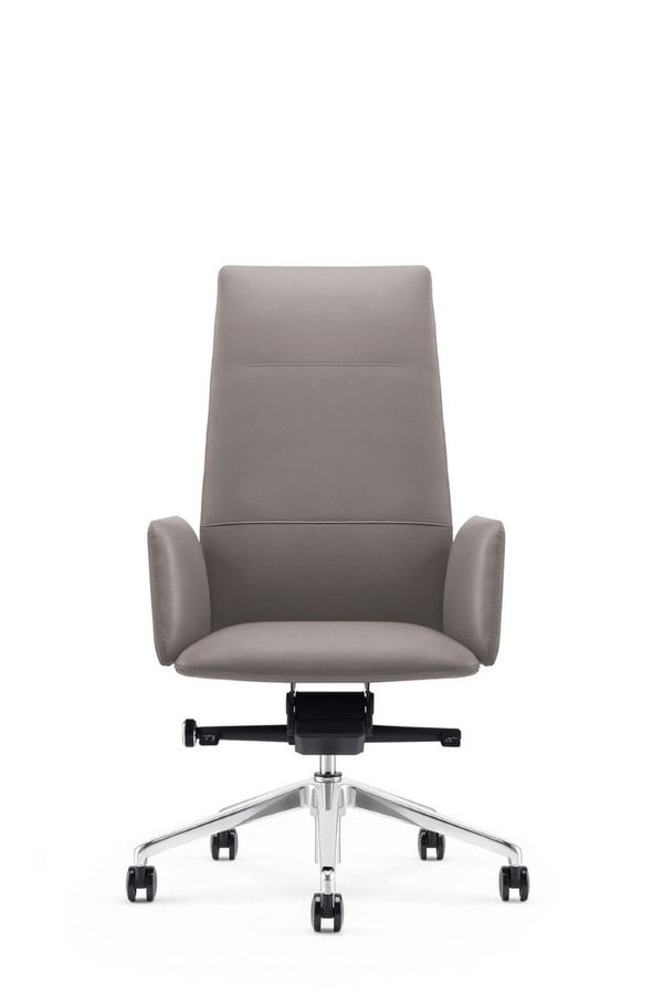 VIG Furniture Tricia High-Back Executive Chair In Vegan Leather — Ergonomic Support, Adjustable Recline, 330 Lb Capacity Grey Office Chair VGFUA1911-GRY-OC