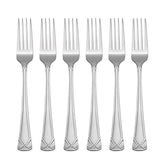 Hampton Forge Evansville 6-Piece Frosted Dinner Forks Set, Stainless Steel with Crisscross Pattern