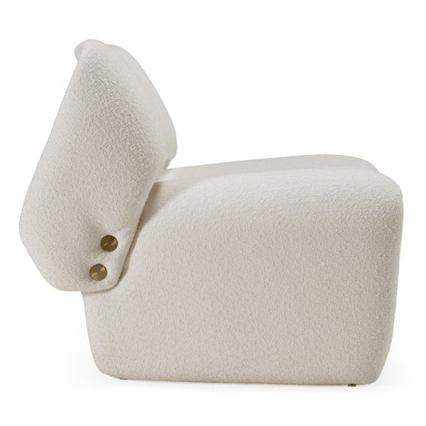 VIG Furniture Tristan Off-White Fabric Accent Chair With Winged Back, Gold Buttons, Plush Foam & Sinuous Springs VGOD-ZW-21101-CH